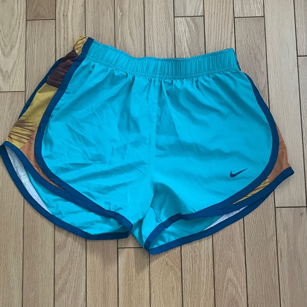 Nike Teal and Orange Women's Lined Athletic Shorts